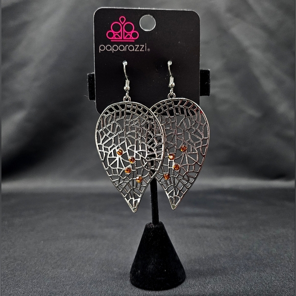 💛'Seasonal Showcase' - Yellow & Silver Leaf Earrings - Paparazzi Accessories💛 - Picture 2 of 4